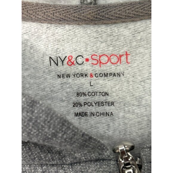 NY&C Sport Zip Front Gray Hoodie Womens ‎ L Athleisure Cotton Activewear - Picture 8 of 8
